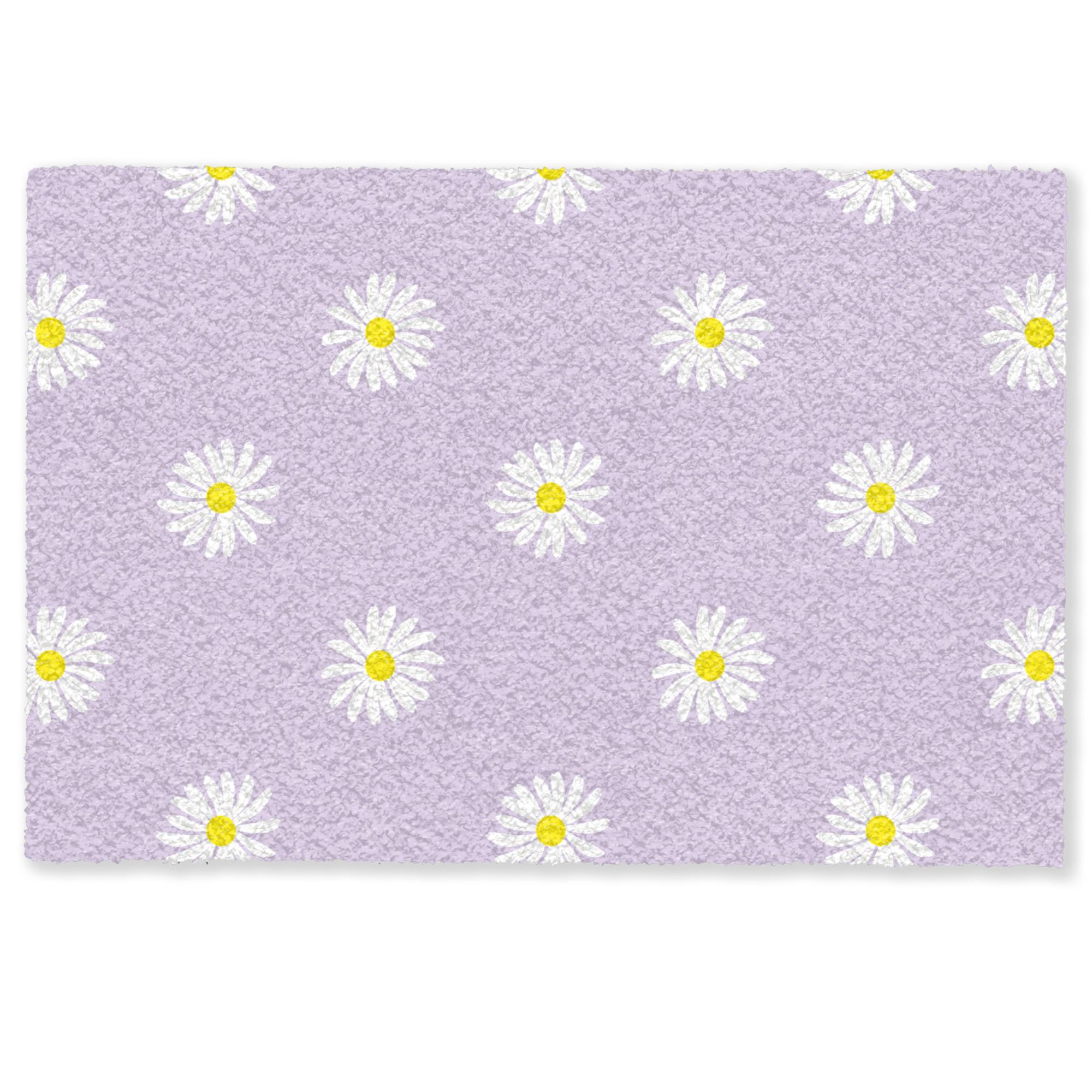 FUSSMATTE Gänseblümchen - Pastell - Weiß - Lila - Blumen Sauberlaufmatte 60x40 cm - Flieder, Kunststoff (60/0.4cm) - MuchoWow