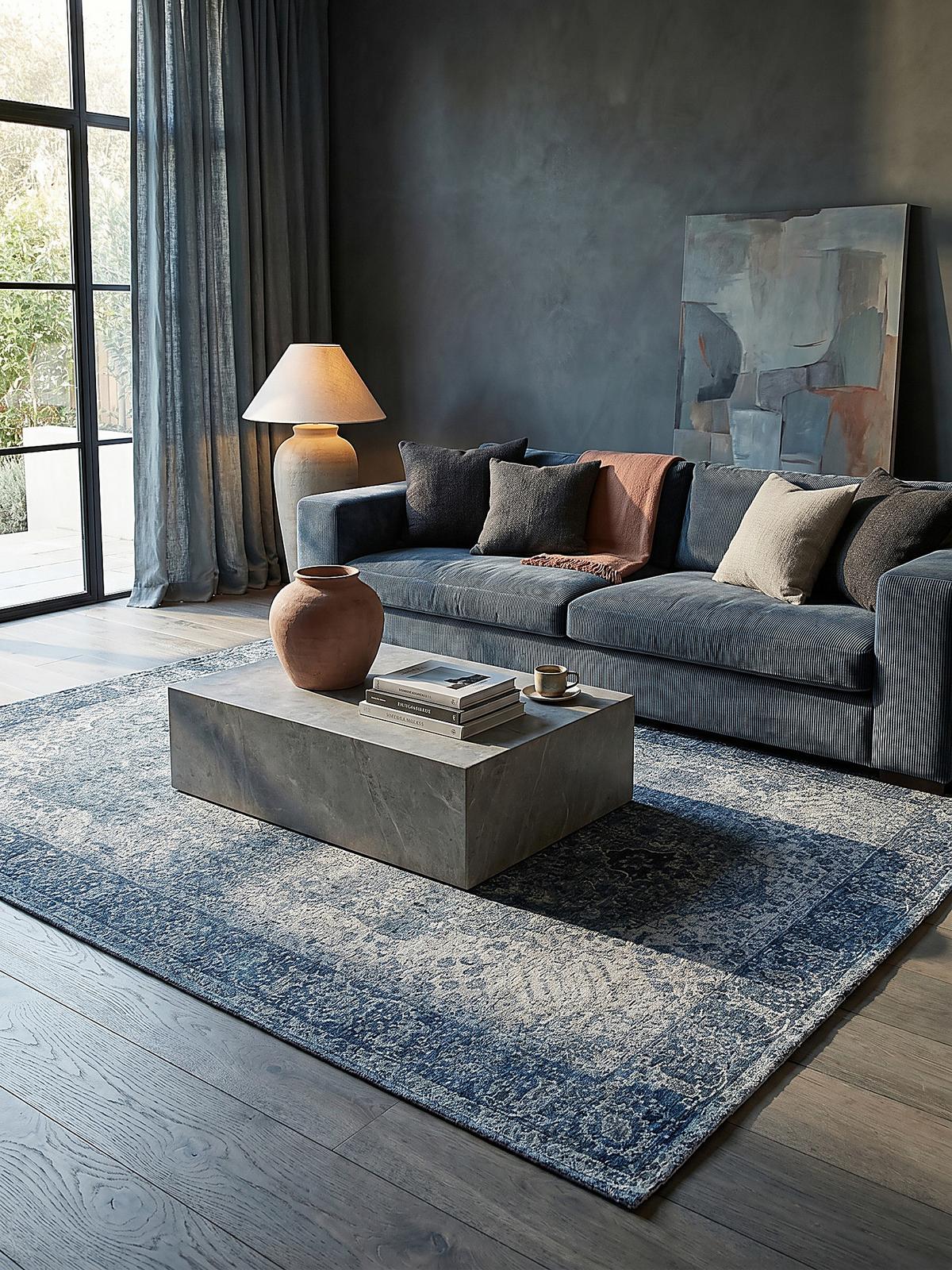 TEPPICH COQUET, im Vintage-Stil, Blau, 120 x 170 cm - Blau, Textil (170/120cm) - KADIMA DESIGN