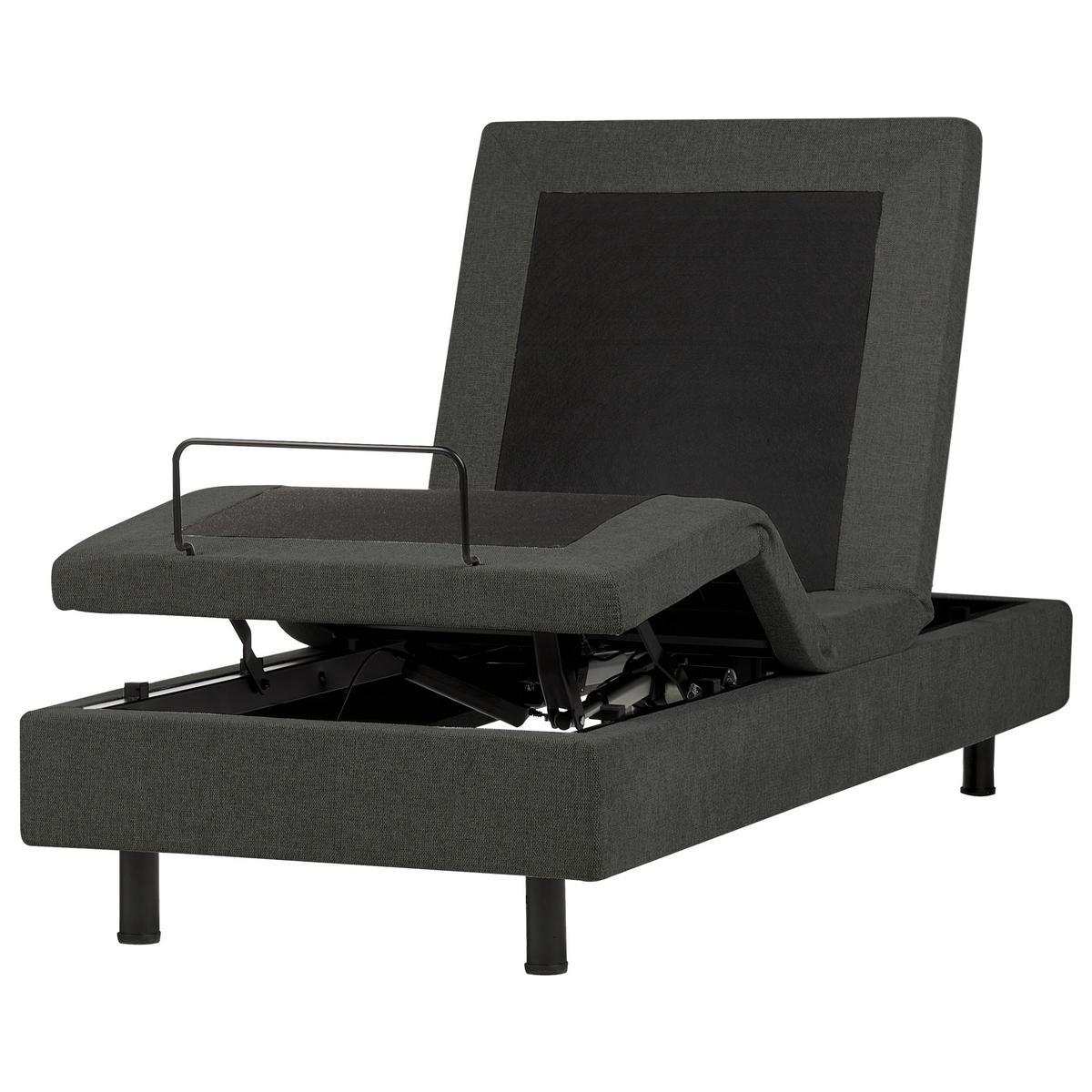 POLSTERBETT Verstellbar 80/200 cm Dunkelgrau Duke II - Dunkelgrau/Schwarz, Textil (80/200cm) - Beliani