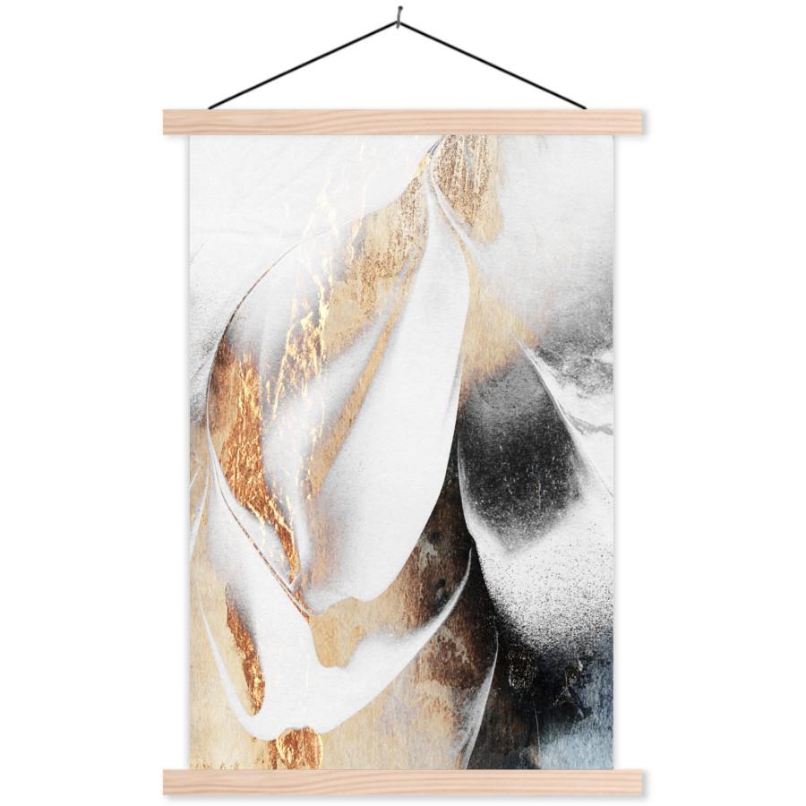 POSTER MIT MAGNETLEISTEN Luxus - Abstrakt - Gold - Weiß Deko Wohnzimmer 40x60 cm - Goldfarben, Textil (40/60/0.15cm) - MuchoWow