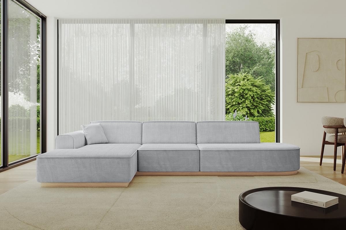 ECKSOFA Ottomane Links IREA-L2 - 327x165x80 cm Grau - Grau, Holzwerkstoff/Textil (327/165cm) - ALTDECOR