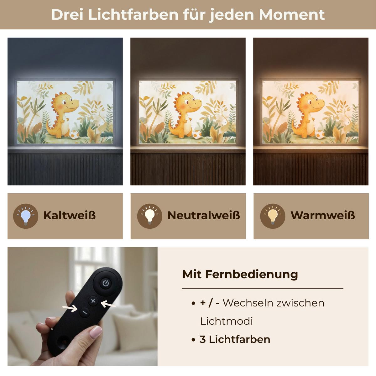 WANDLEUCHTE MIT AKKU Dino - Fußball - Orange 60x40 cm - Beige, Holzwerkstoff (60/40/8cm) - OnlyWow