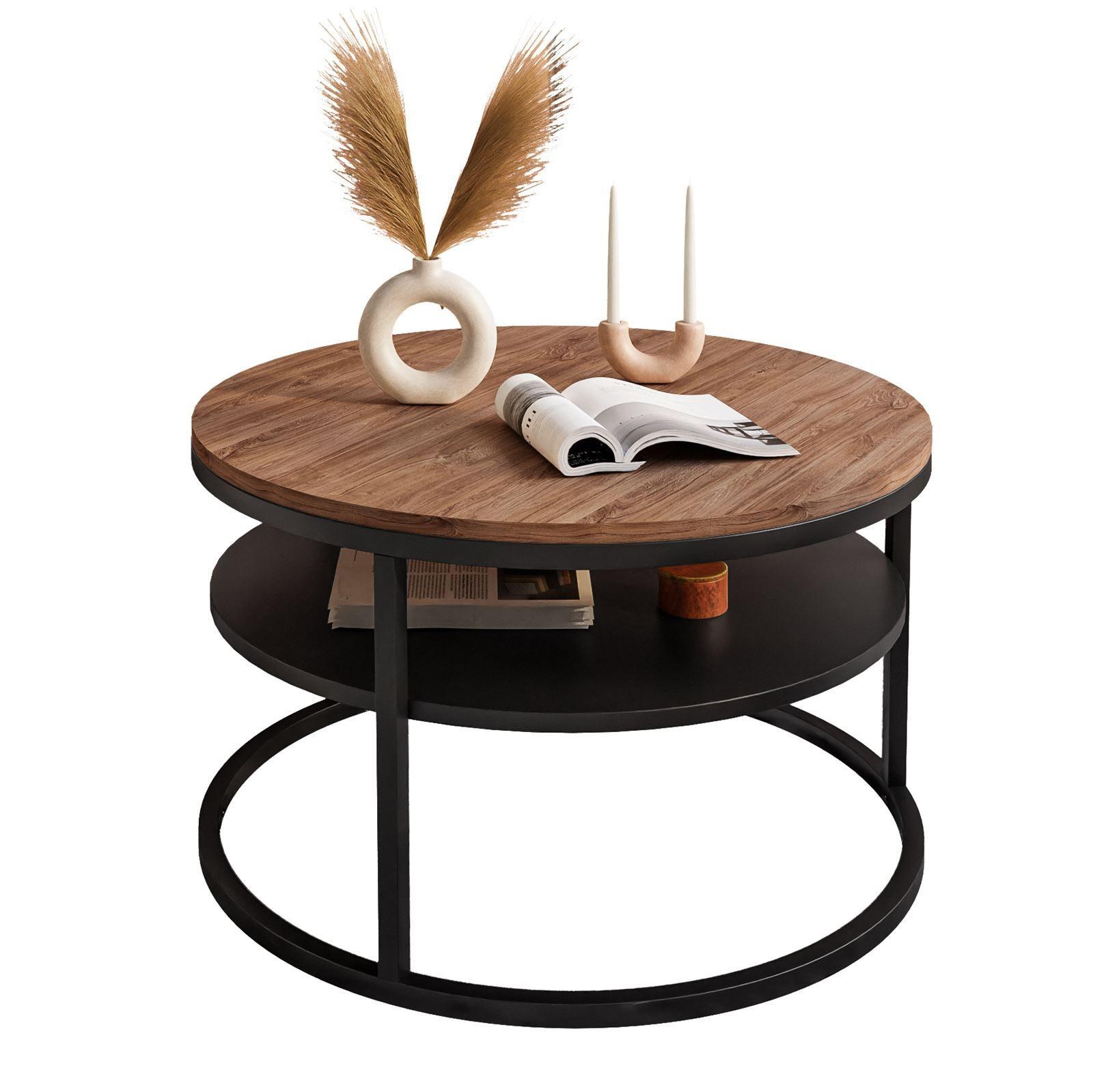 COUCHTISCH CIRI mit Regal Eichenholz Sterling - Dunkelbraun/Schwarz, Holzwerkstoff (70/70/49cm) - Lookway