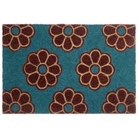 FUSSMATTE Blau 40/60 cm Blume Kokosfasern Kulik - Blau, Textil (40/60cm) - Beliani