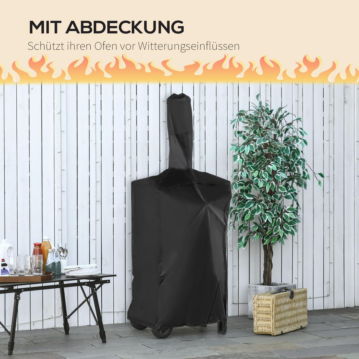 PIZZAOFEN, Kohlenstoffstahl, Schwarz - Schwarz, Metall (54/161/63cm) - Outsunny