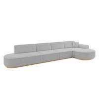 ECKSOFA Ottomane Rechts MARI-L3-v2 - 413x171x83 cm Hellgrau Bouclé - Hellgrau, Holzwerkstoff/Textil (171/413cm) - ALTDECOR