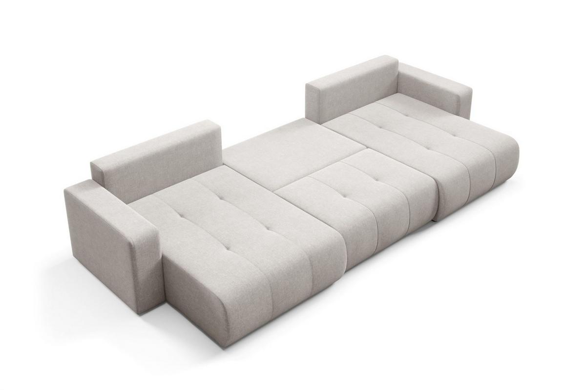 WOHNLANDSCHAFT Augusto - Hellgrau, Holzwerkstoff/Textil (344/82/149cm) - Fun Möbel