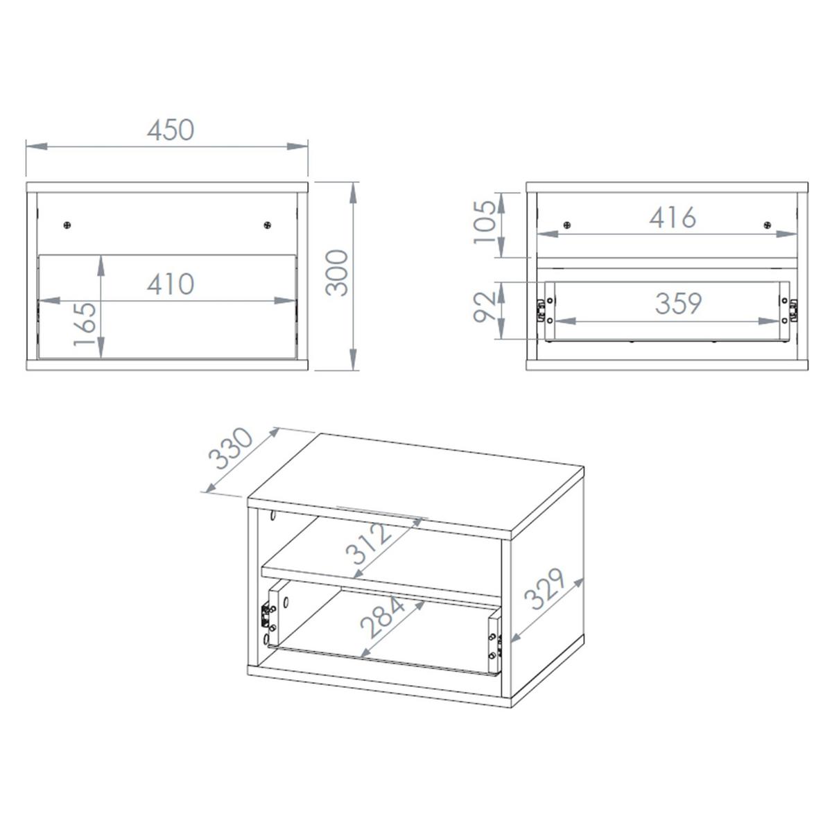 NACHTTISCH HEGGERS Eiche Dunin 45 cm - Dunkelbraun/Goldfarben, Holzwerkstoff (45/30/33cm) - Selsey