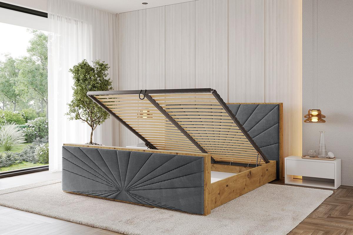 POLSTERBETT mit Bettkasten, Fußteil und Lattenrost, Boxbett mit Matratze H3/H4 - ENZO6-Z 120x200 Dunkelgrau - Anthrazit, Holzwerkstoff/Textil (120/200cm) - ALTDECOR