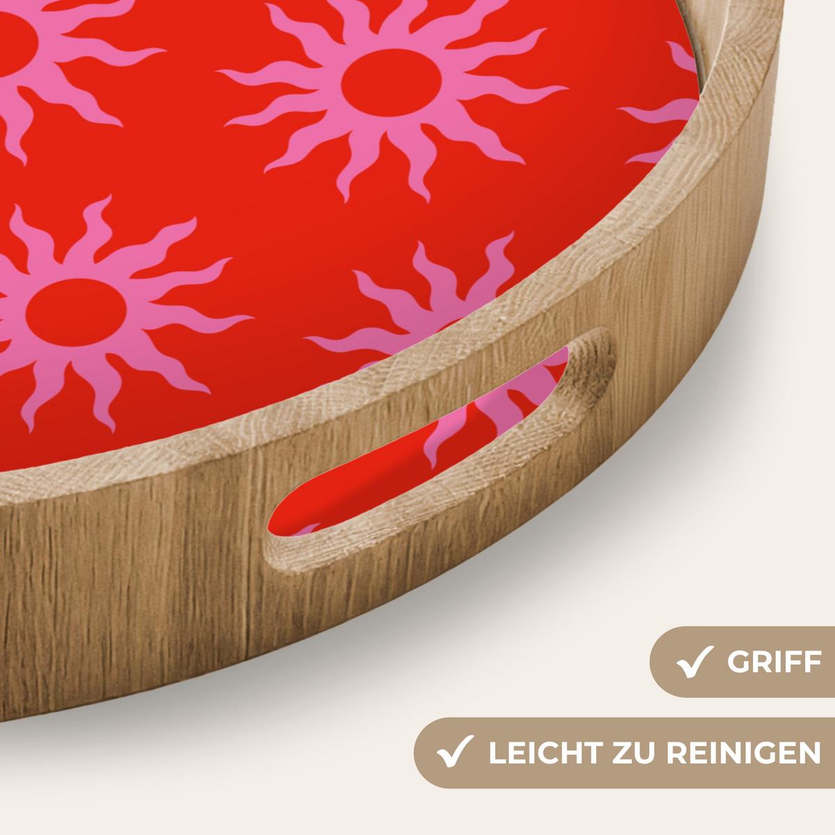 TABLETT Sonnen - Rot - Rosa - Muster - Sommer 50x50 cm - Rot, Holz (50/5/5cm) - OnlyWow