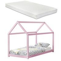 HAUSBETT Netstal mit Matratze - Rosa, Holz/Textil (90/200cm) - [en.casa]