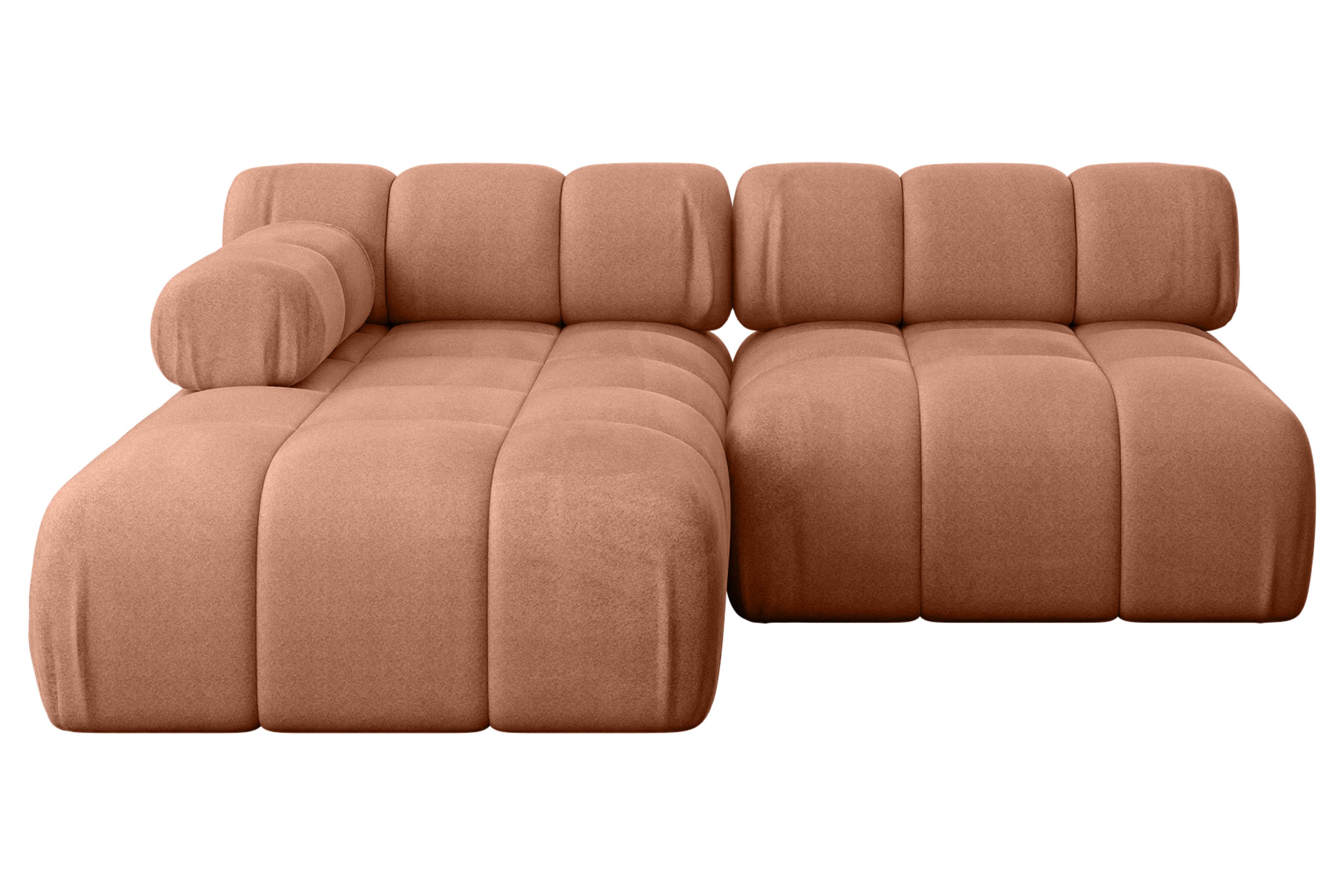 ECKSOFA modulares Sofa Razon-L1 - 190x160x70 cm Apricot Velours - Koralle, Holzwerkstoff/Textil (190/160cm) - ALTDECOR