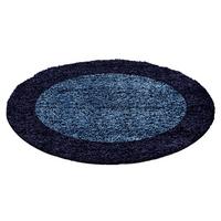 HOCHFLORTEPPICH RHEIN, mit Bordüre, Marineblau, Ø 160 cm - Blau, Textil (160/160cm) - KADIMA DESIGN