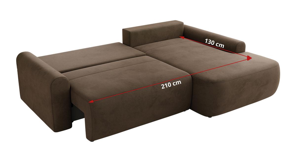 ECKSCHLAFSOFA CUBO L Braun Velvet - rechts - Schwarz/Braun, Kunststoff/Textil (187/273cm) - MKS