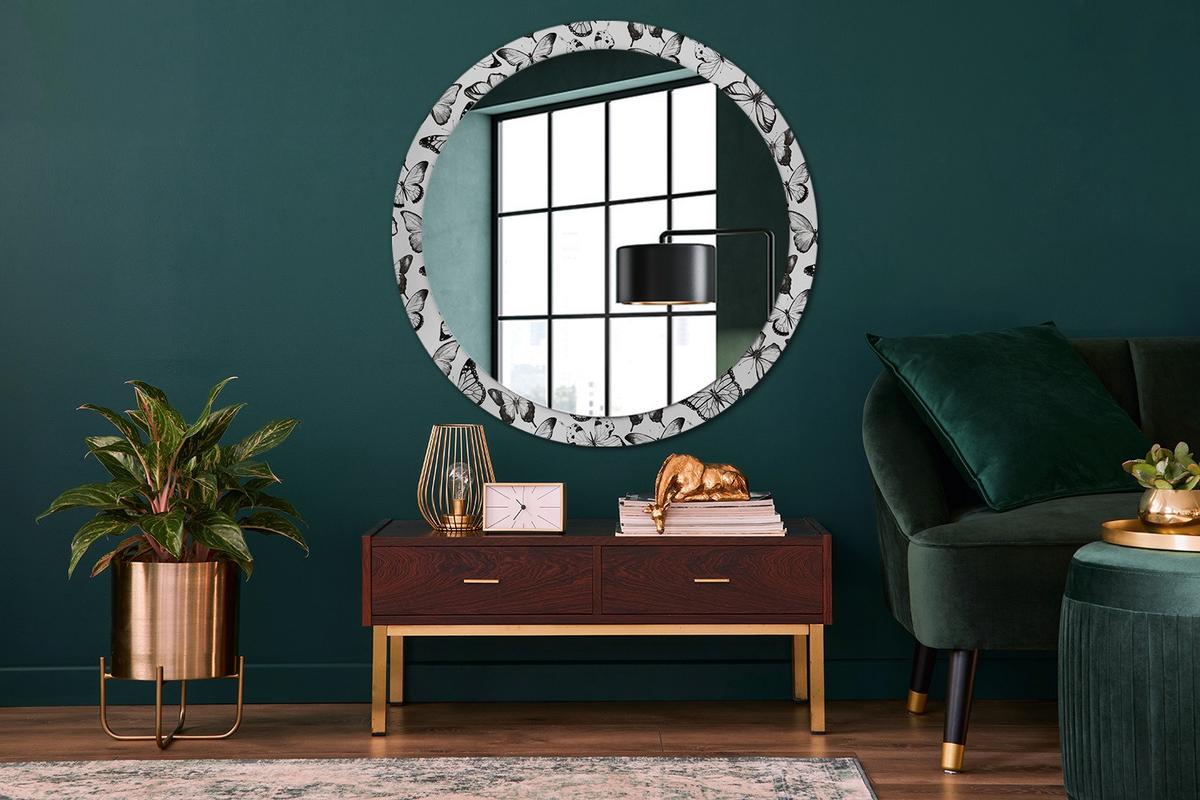 SPIEGEL Rund Ø 100 cm mit Aufdruck - Schwarz, Glas (100/100/0.4cm) - Wallfluent