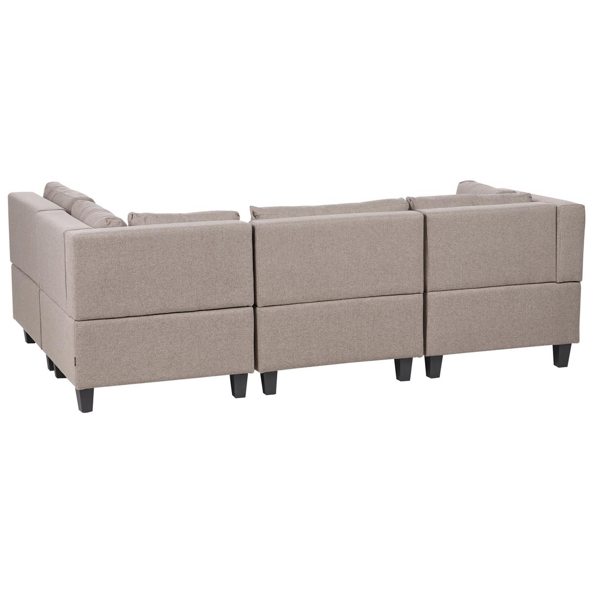 ECKSOFA Modul 4-Sitzer linksseitig Braun Stoff mit Ottomane Unstad - Schwarz/Braun, Textil (228/152cm) - Beliani
