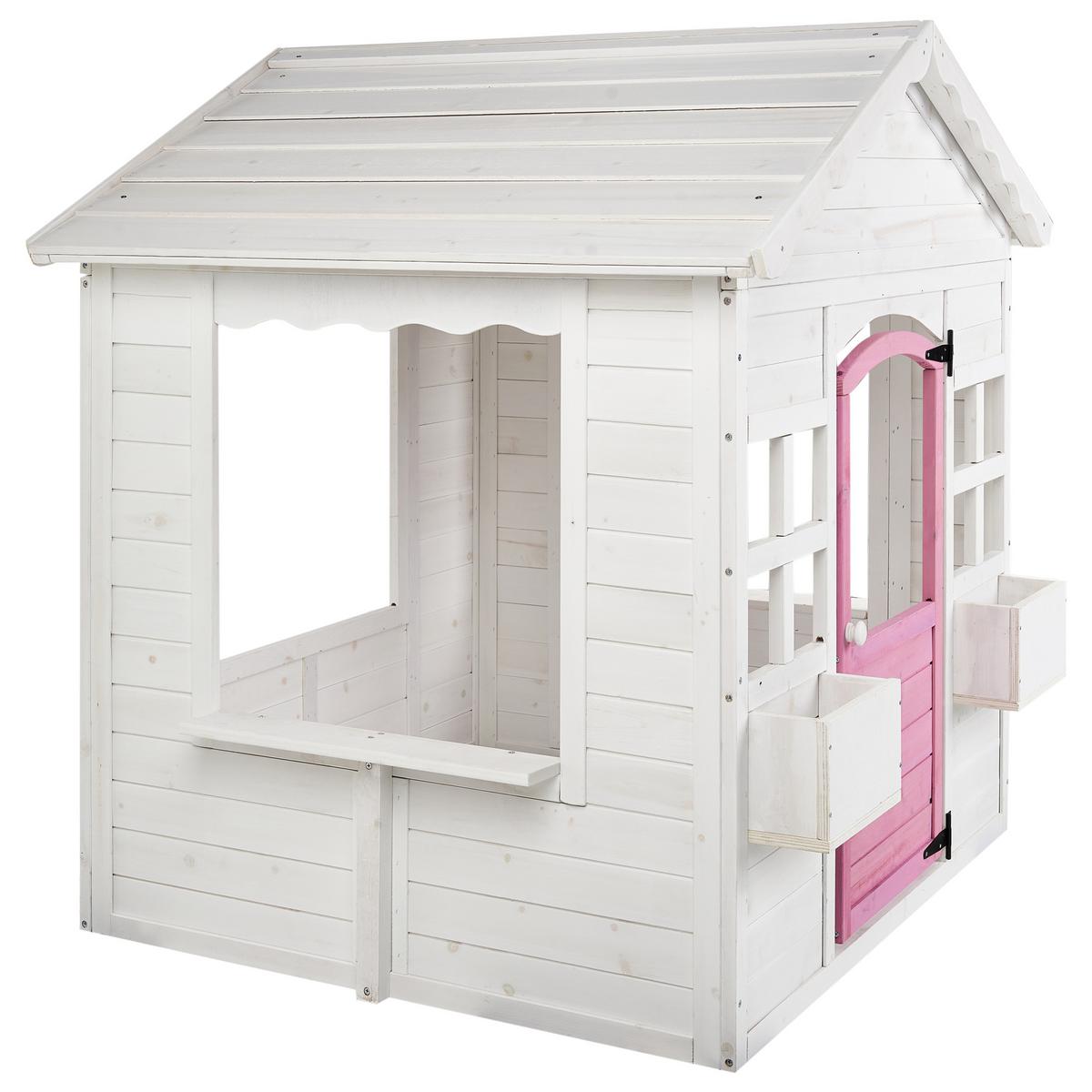 GARTENSPIELHAUS Weiß Nikaia - Pink/Weiß, Holz (130/124/110cm) - Beliani