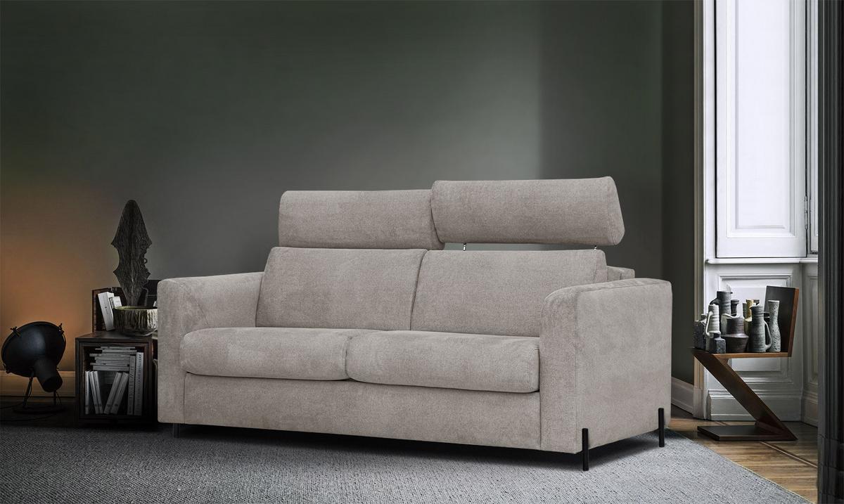 SOFA MEZO 3-Sitzer mit Schlaffunktion, taupe - Taupe/Schwarz, Holz/Textil (232/90/107cm) - Wozimo