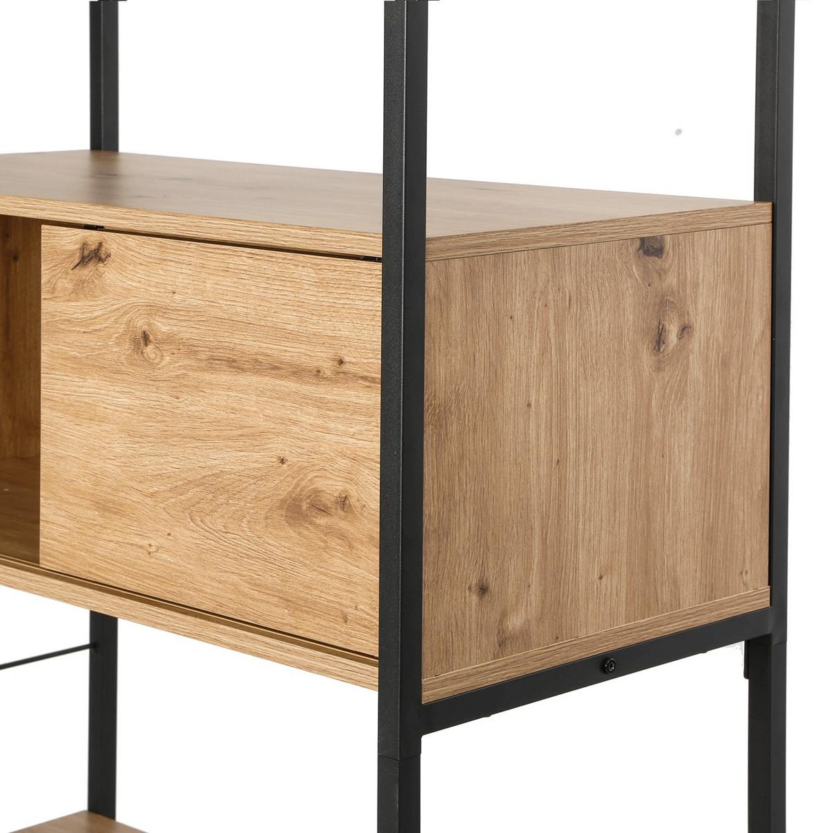 BÜCHERREGAL mit 3 Schiebetüren 40/196,5/80 cm - Eschefarben, Holzwerkstoff (40/196.5/49cm) - Calicosy
