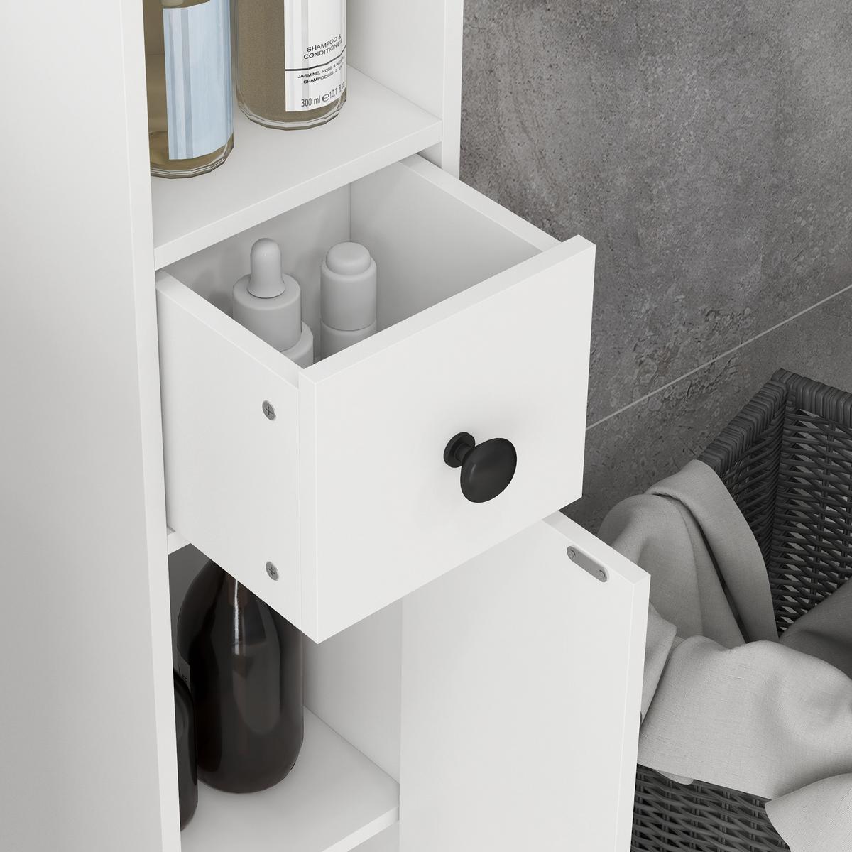 BADEZIMMERSCHRANK Spanplatte Weiß - Weiß, Karton (20/180/20cm) - Kleankin