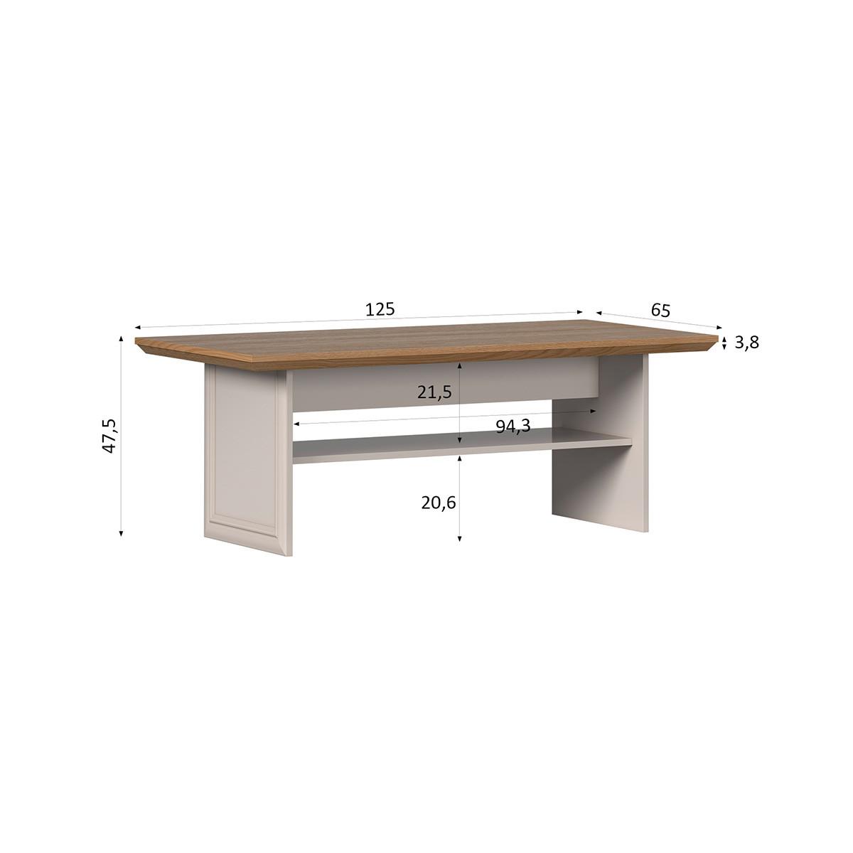 COUCHTISCH Dulci Kaschmir und Holz - Beige, Holzwerkstoff (65/125/48.1cm) - Petits-meubles