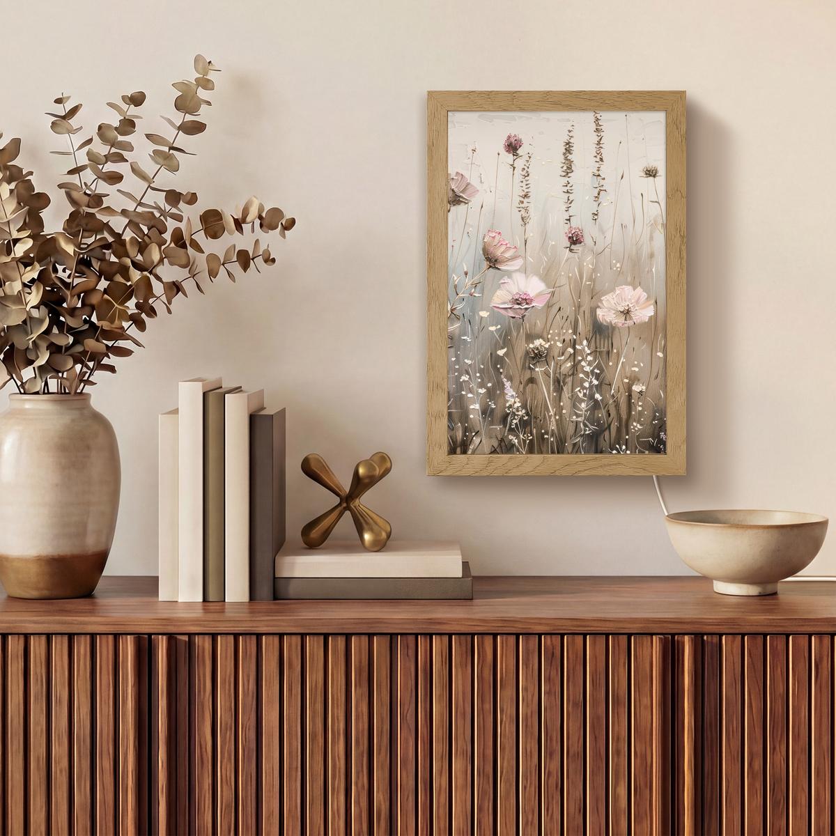 WANDLEUCHTE Blumen - Rosa - Modern - Beige 20x30 cm - Altrosa, Holzwerkstoff (20/30/8cm) - OnlyWow