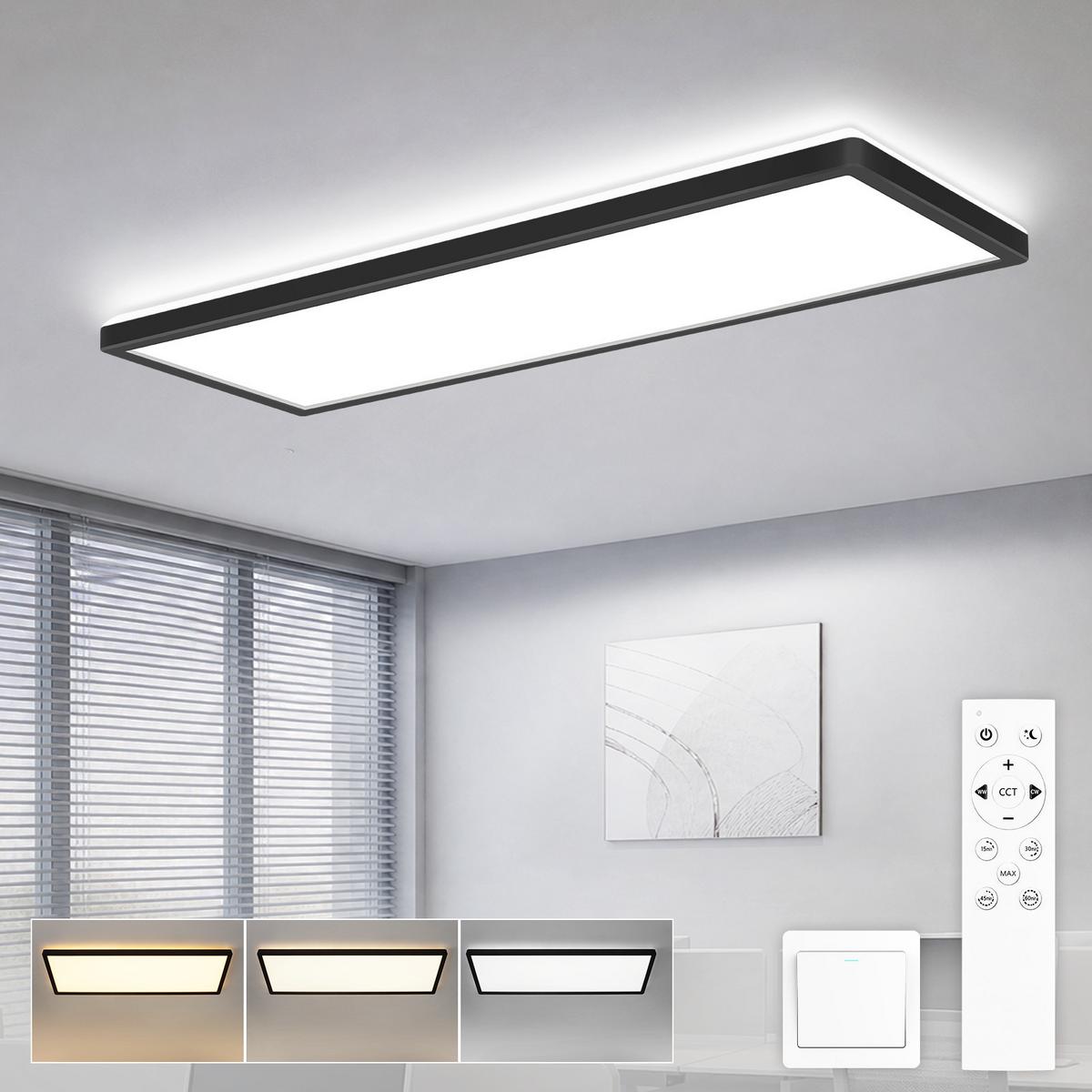 LED DECKENLEUCHTE Vexith 58/20/3.1 cm - Schwarz, Kunststoff (58/20/3.1cm) - ZMH