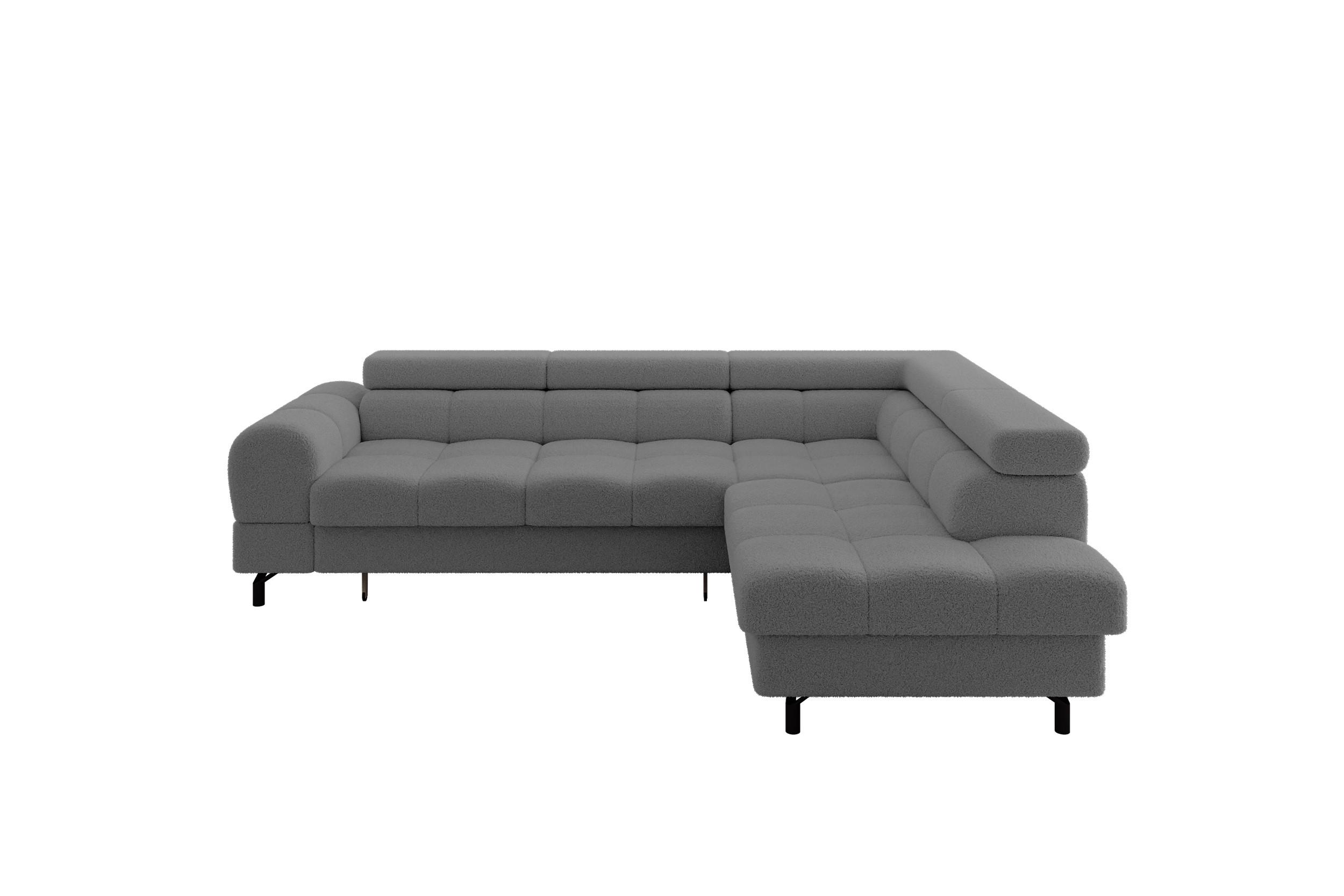 ECKSOFA mit Schlaffunktion Ottomane Rechts LUMA-L 272x203x70 Grau Bouclé - Schwarz/Grau, Holzwerkstoff/Kunststoff (203/272cm) - ALTDECOR