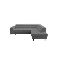 ECKSOFA mit Schlaffunktion Ottomane Rechts LUMA-L 272x203x70 Grau Bouclé - Schwarz/Grau, Holzwerkstoff/Kunststoff (203/272cm) - ALTDECOR