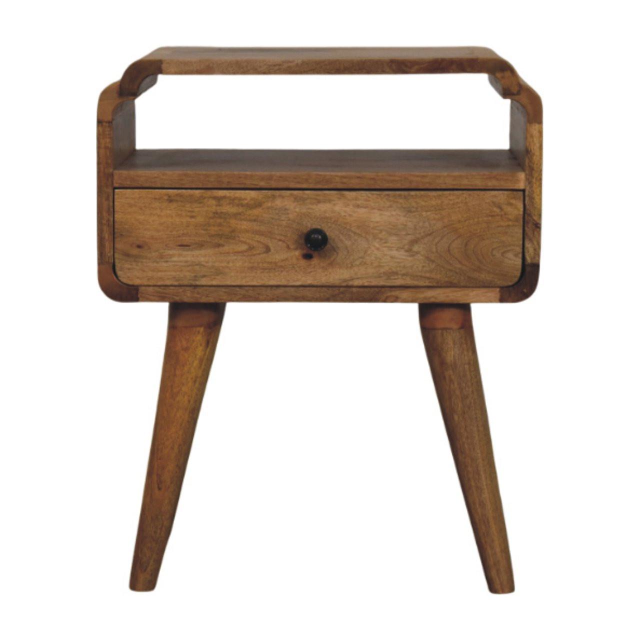 NACHTKASTEN Newton Eichenoptik, 1 Schublade und Offenes Regal, Beige - Beige/Messingfarben, Holz/Metall (45/55/35cm) - Artisan Furniture