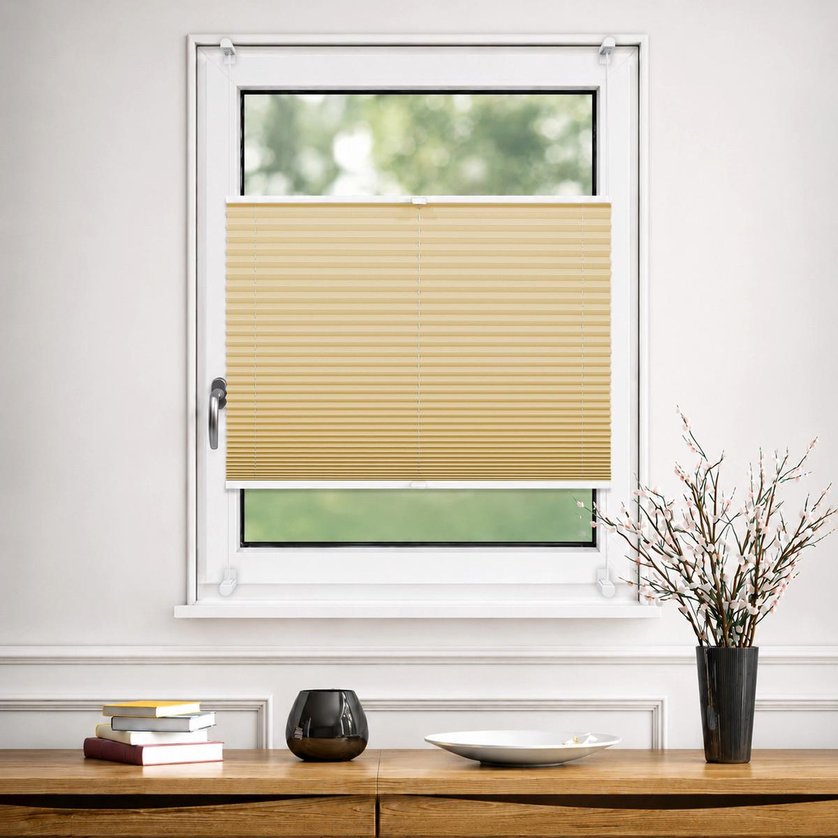 PLISSEE Thermo Basic 100 x 210cm Klemmfix ohne Bohren - Beige, Textil (100/210cm) - Deco-Raum