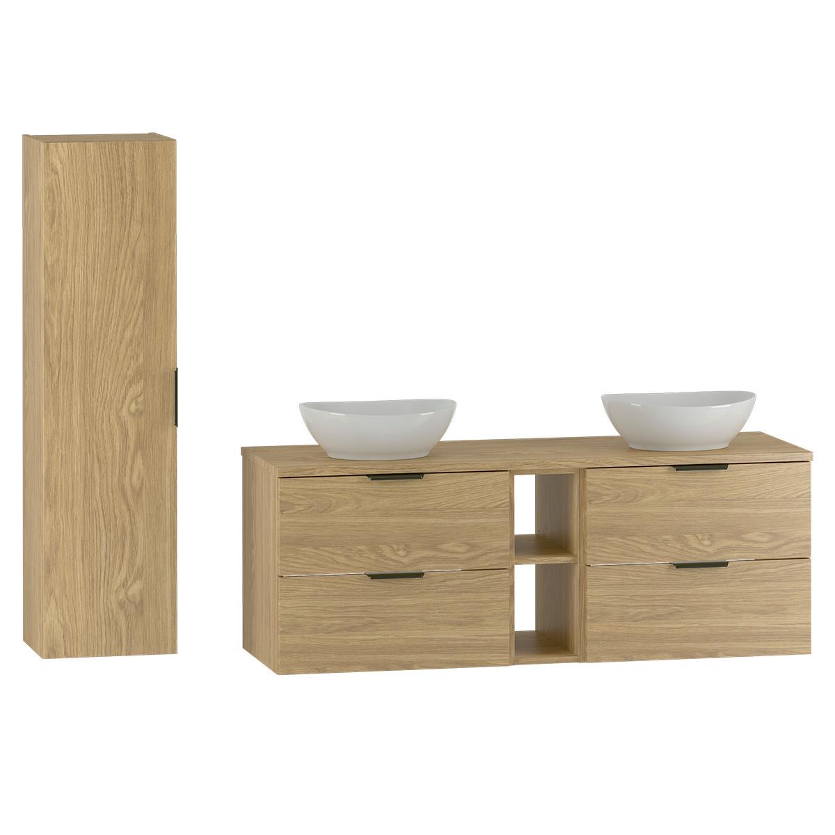 BADMÖBEL 140.6cm Astrid 2er-Set Holz - Braun, Holzwerkstoff (140.6/52.2/46.5cm) - Petits-meubles