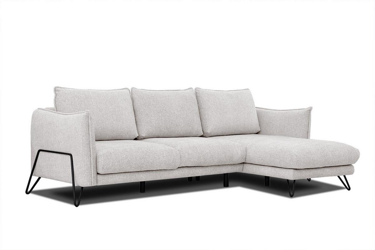 ECKSOFA HOSTEN 4-Sitzer, creme - Creme/Schwarz, Holzwerkstoff/Textil (269/158cm) - Wozimo