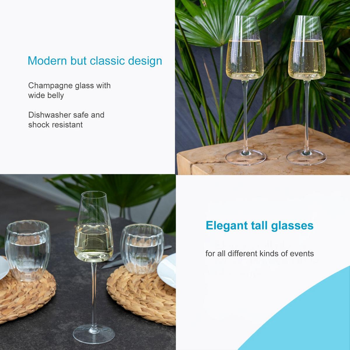 CHAMPAGNERGLÄSER 220 ml (6er-Set) - Transparent, Glas (0.2L) - Intirilife