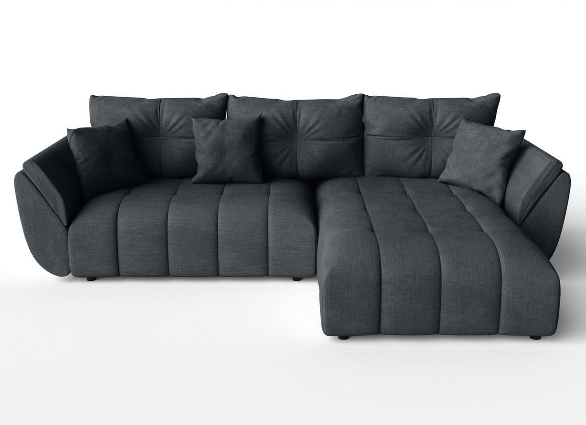 ECKSOFA L Form Antalya Graphit 280/190/91 cm – mit Bettkasten - Schwarz/Grau, Kunststoff/Textil (280/190cm) - AX Living