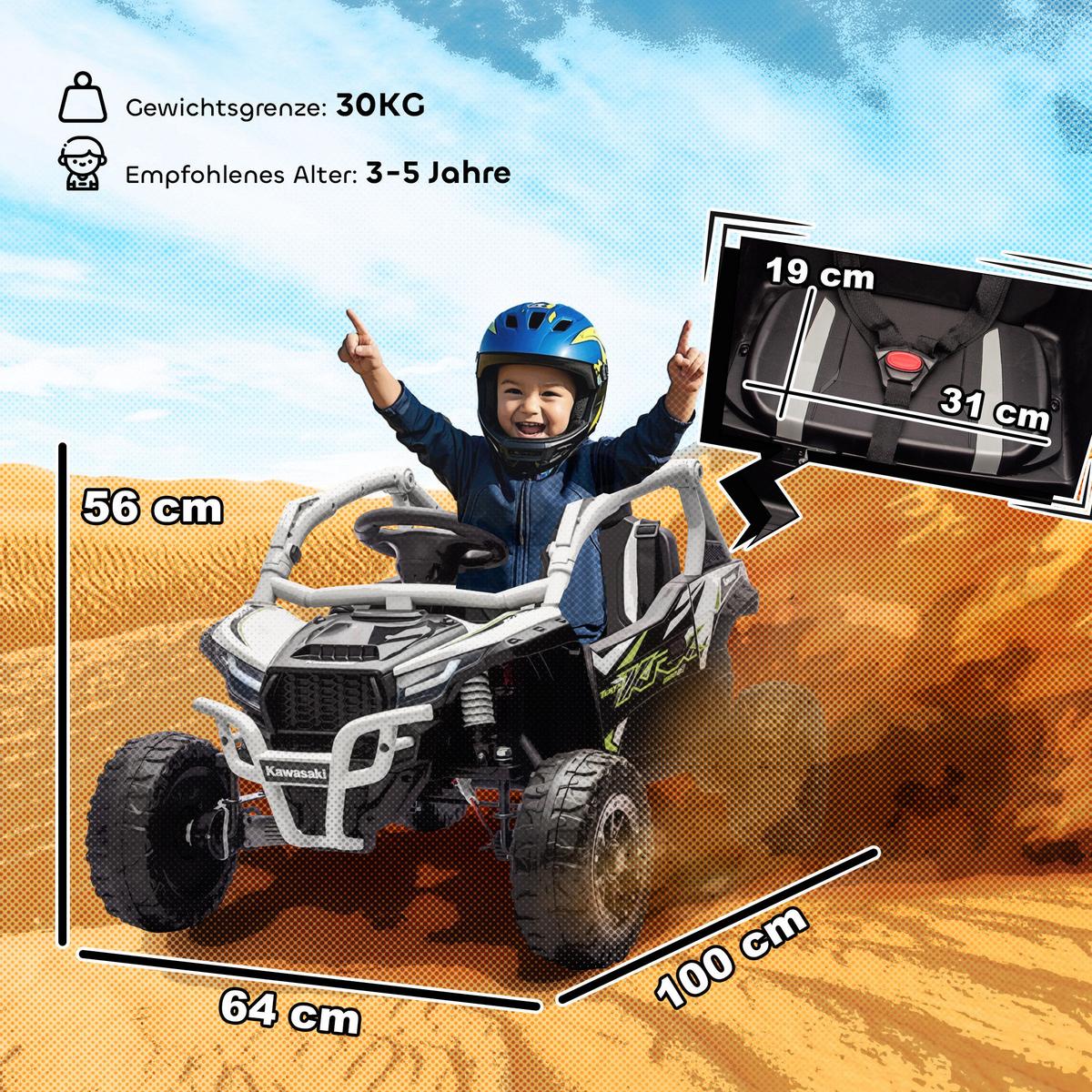 KINDER-ELEKTROAUTO mit 2 Motoren Fernbedienung und LED-Leuchten - Grau, Kunststoff (100/64/56cm) - AIYAPLAY