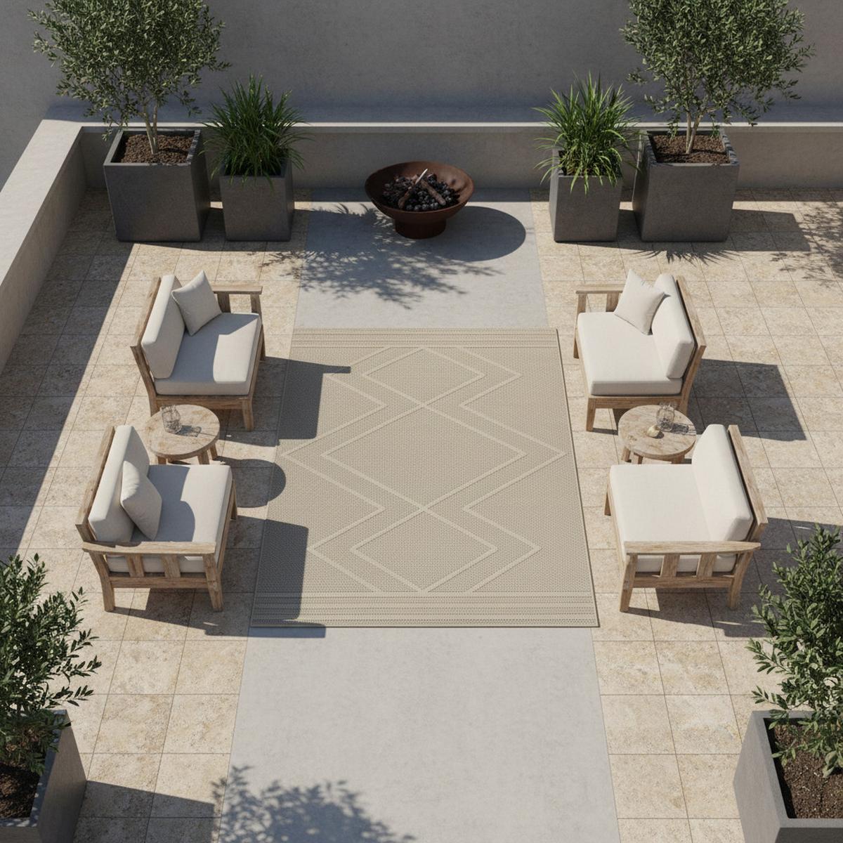 TEPPICH Outdoor IMST in Beige, im Boho-Stil, aus Polypropylen, 80 x 150 cm - Beige, Textil (150/80cm) - KADIMA DESIGN