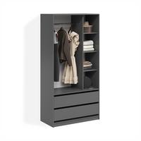 KLEIDERSCHRANK Trento Anthrazit mit 2 Schubladen - Anthrazit, Holzwerkstoff (100/200/50cm) - Livinity®