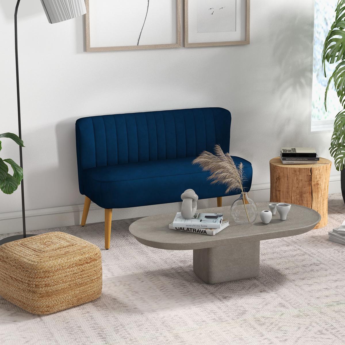 SOFA Polyester Blau - Dunkelblau, Holz/Textil (56.5/77/117cm) - HOMCOM