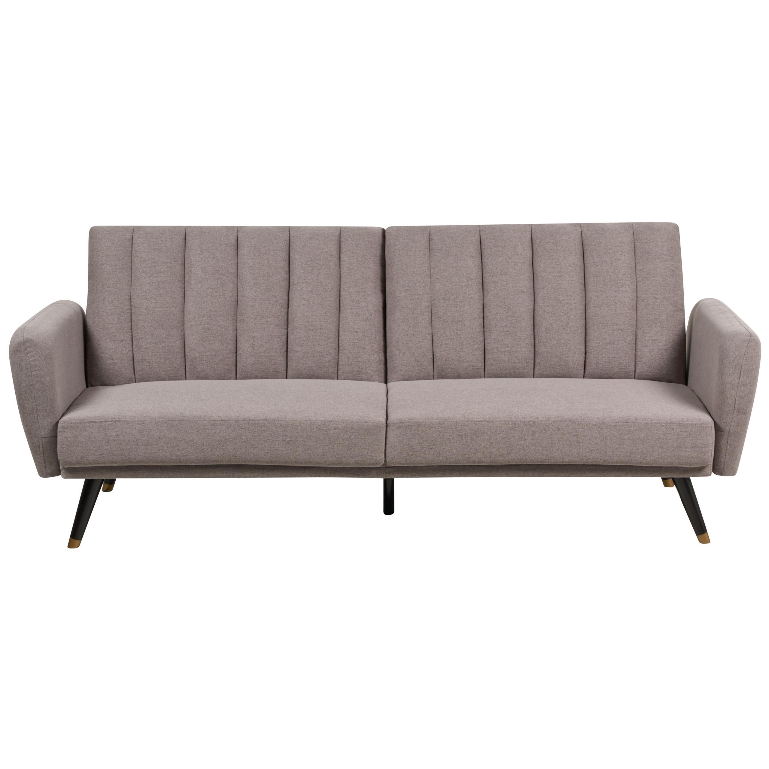 3-SITZER-SCHLAFSOFA Samtstoff hellbraun Vimmerby - Braun, Textil (212/90/80cm) - Beliani