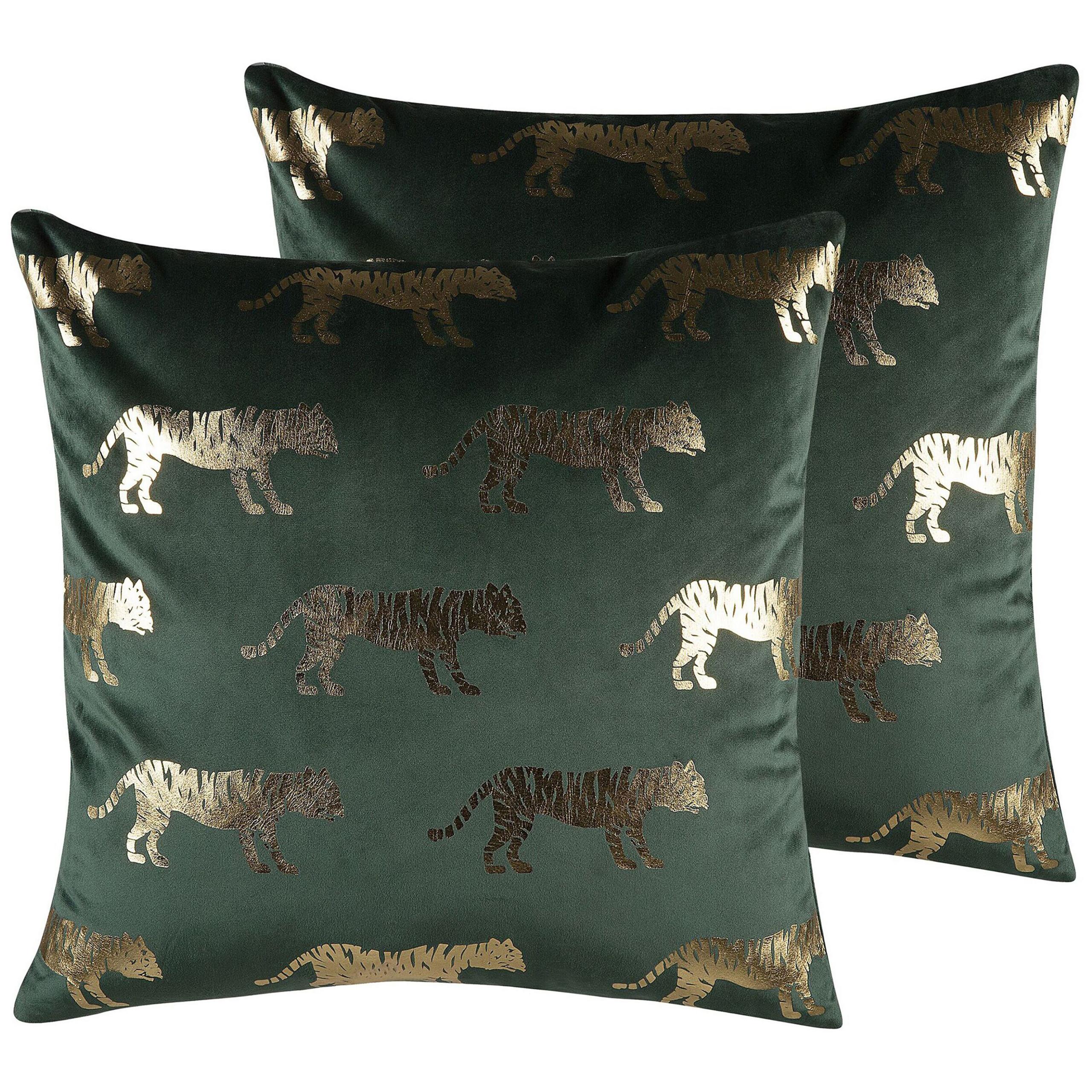 DEKOKISSEN 2er-Set Dunkelgrün 45/45 cm Bluebell - Dunkelgrün, Textil (45/45cm) - Beliani