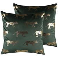 DEKOKISSEN 2er-Set Dunkelgrün 45/45 cm Bluebell - Dunkelgrün, Textil (45/45cm) - Beliani