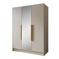DREHTÜRENSCHRANK Laro mit Spiegel, Kaschmir mit goldenen Griffen, 150 cm - Kaschmir, Holzwerkstoff (150/200/51cm) - Beautysofa