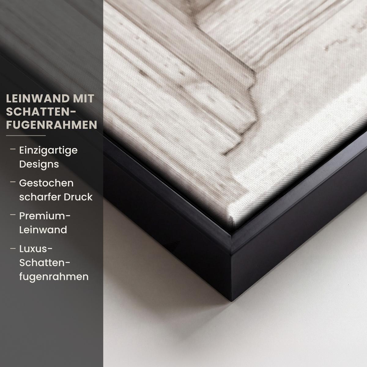 LEINWAND Bilder mit Rahmen - Fenster - Meer - Küste - Natur - Ausblick - Strand - Wattenmeer - 80x120 - Beige, Textil (80/120cm) - MuchoWow