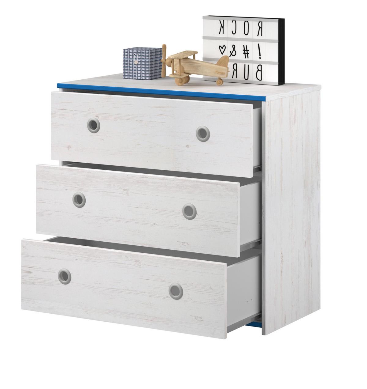 JUGENDZIMMER Set Hochbett 90 x 200 Schreibtisch und Kommode - Weiß/Grau, Holz/Holzwerkstoff (206/180/108cm) - Parisot Meuble