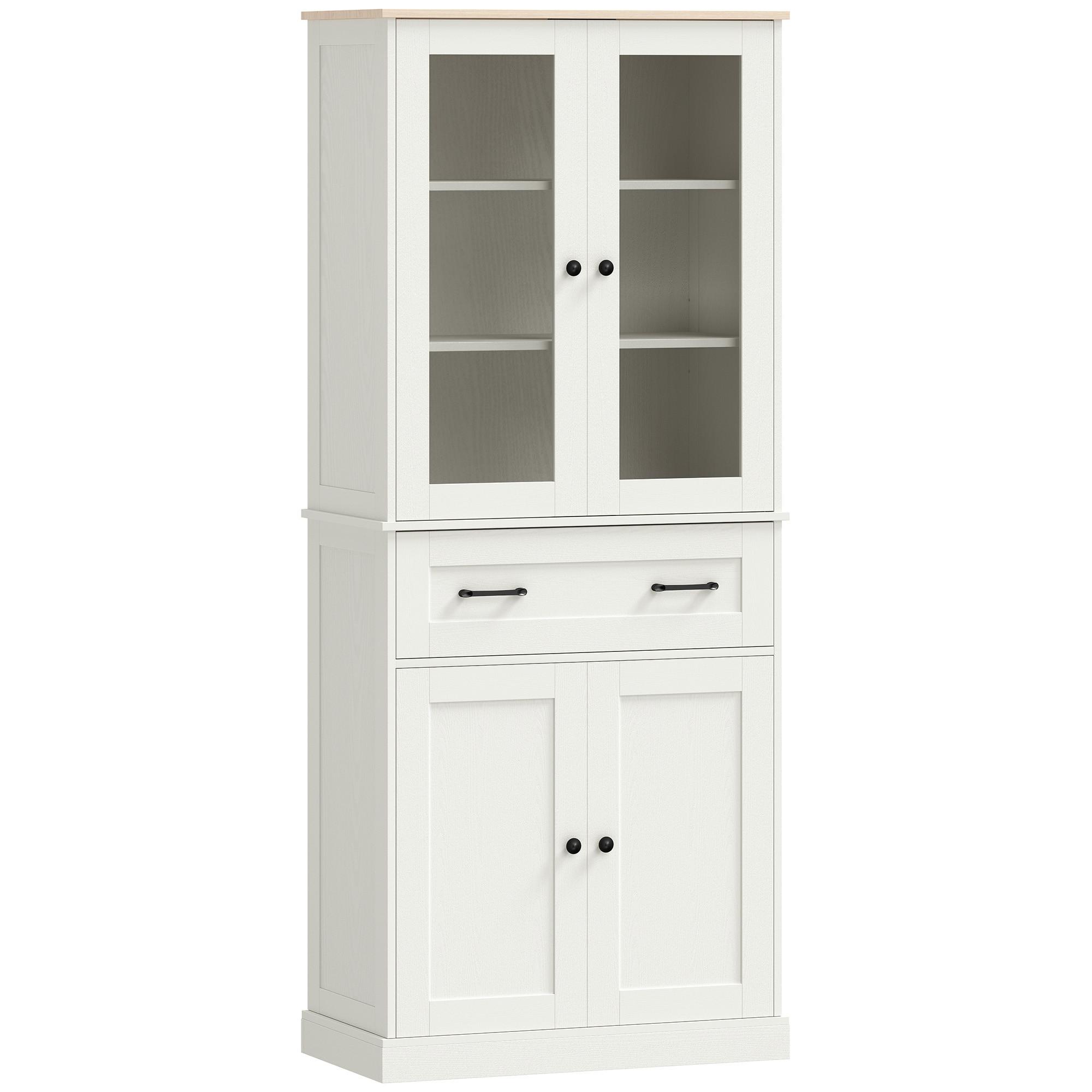 KÜCHENSCHRANK MDF Cremeweiß - Creme/Schwarz, Holzwerkstoff/Metall (40/182.5/76cm) - HOMCOM