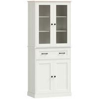 KÜCHENSCHRANK MDF Cremeweiß - Creme/Schwarz, Holzwerkstoff/Metall (40/182.5/76cm) - HOMCOM