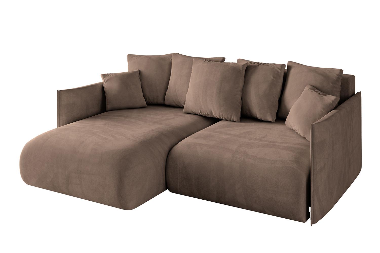 ECKSOFA Ottomane links ONESK-L 216x177x72 Braun Velours - Braun, Holzwerkstoff/Kunststoff (216/177cm) - ALTDECOR