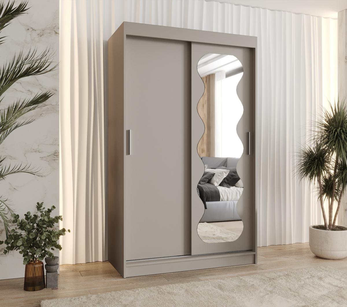 SCHIEBETÜRENSCHRANK mit Spiegel SPOTI 200/120/62 2-türig - Kaschmir/Silberfarben, Holz (120/200/62cm) - MÖBEL KRYSPOL