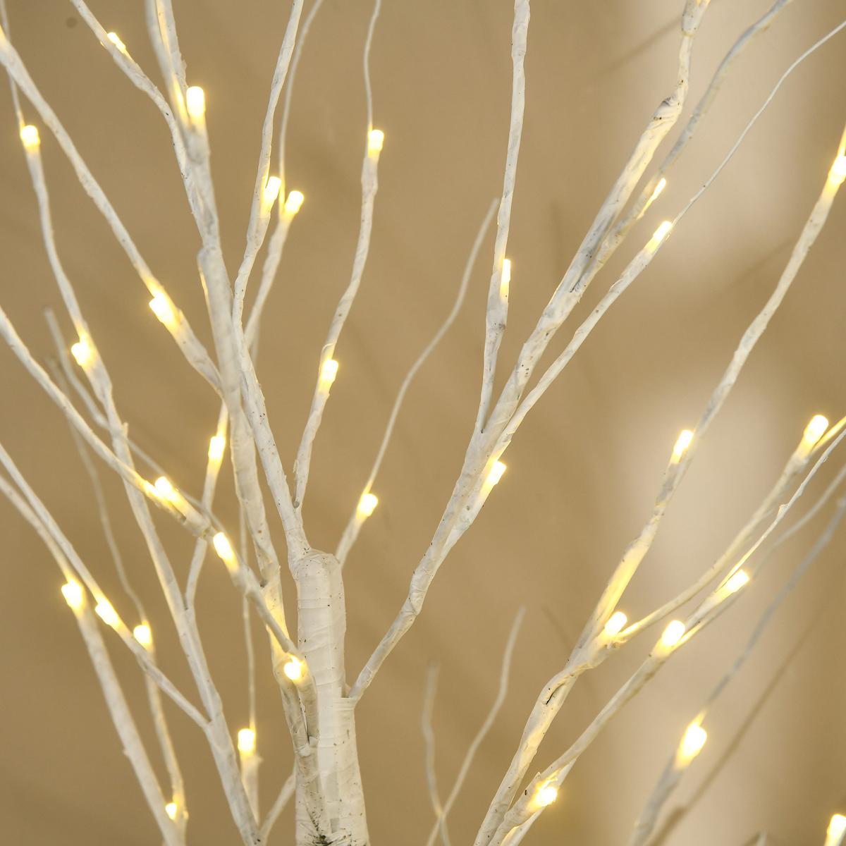180 cm Kunstbirke Kunstbaum mit LED-Beleuchtung für Weihnachten Ostern Warmweiß - Weiß, Kunststoff (22/22/180cm) - HOMCOM